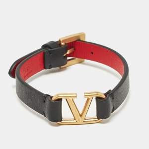 Valentino VLogo Signature Leather Gold Tone Wrap Bracelet