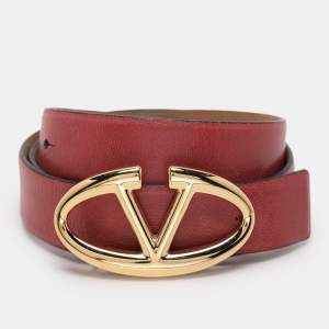 Valentino Pink Leather V Logo Buckle Belt 80CM