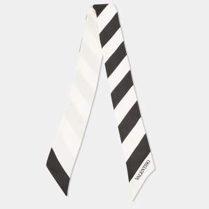 Valentino Black/White Striped Silk Bandeau Scarf