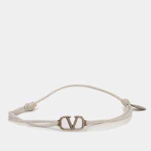 Valentino VLogo SIlver Tone Cord Bracelet