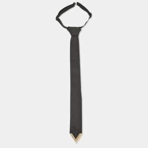 Valentino Black Wool Blend Logo Plaque Tie 