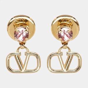 Valentino VLogo Crystals Gold Tone Earrings