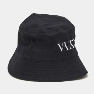 Valentino Black VLTN Print Cotton Bucket Hat Size 58 