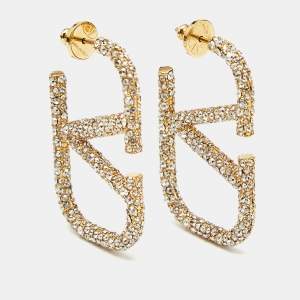 Valentino Vlogo Crystals Gold Tone Earrings