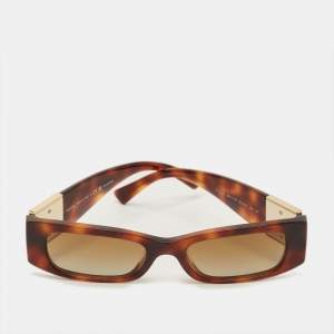 Pre Owned Valentino Tortoise Brown VA 4105 One Stud Rectangle Sunglasses