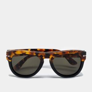 Pre Owned Valentino Havana & Black / Green V701S Aviator Sunglasses