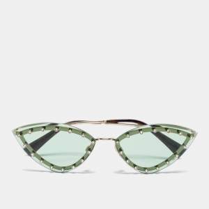 Pre Owned Valentino Green VA2033 Embellished Cat Eye Sunglasses