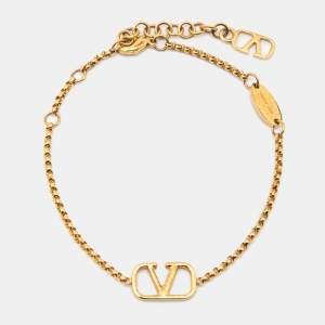 Valentino Gold Tone VLogo Bracelet