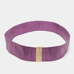 Valentino Purple Leather Crystal Embellished Wrap Belt
