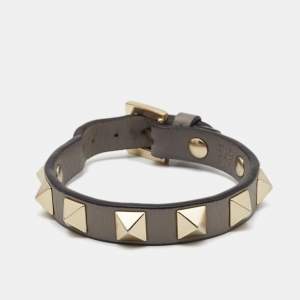 Valentino Taupe Leather Rockstud Wrap Bracelet