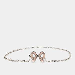 Valentino Vintage Silver Tone Bow Charm Chain-Link Belt