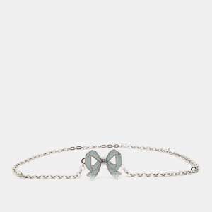 Valentino Vintage Silver Tone Bow Charm Chain-Link Belt