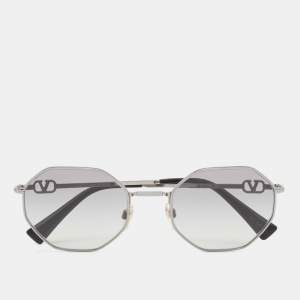 Valentino Gunmetal/Grey VA 2040 Octagonal Sunglasses with Chain