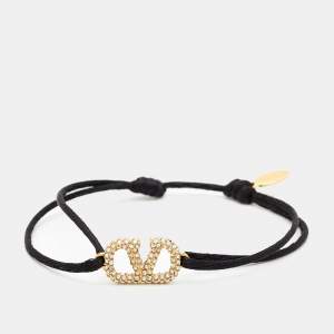 Valentino VLogo VLogo Signature Crystal Gold Tone Adjustable Cord Bracelet