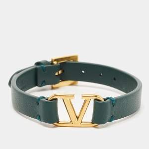 Valentino VLogo Signature Leather Gold Tone Wrap Bracelet