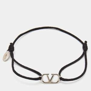 Valentino VLogo Silver Tone Adjustable Cord Bracelet