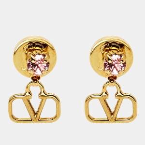 Valentino VLogo Crystal Gold Tone Earrings