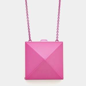 Valentino Purple Pink Rockstud Mirror Box Pendant Chain Necklace