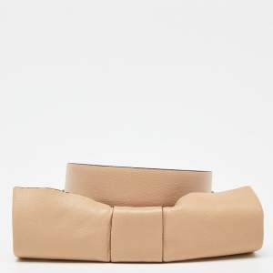 Valentino Beige Leather Bow Waist Belt 70CM
