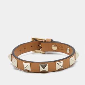 Valentino Rockstud Leather Gold Tone Bracelet