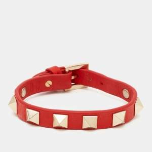 Valentino Rockstud Leather Gold Tone Bracelet