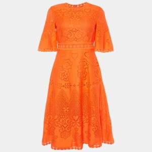 Valentino Orange Lace Short Dress S