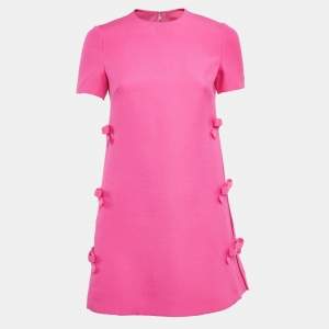 Valentino Pink Crepe Couture Bow Detail Short Dress S