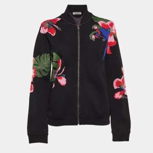 Valentino Black Tropical Intarsia Knitted Bomber Jacket L
