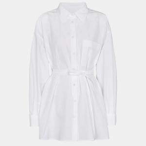 Pre Owned Valentino White Cotton Waist Tie Shirt XS