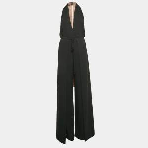 Valentino Black Crepe Tie-Up Halter Neck Backless Jumpsuit S