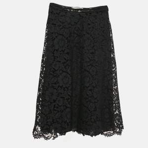 Valentino Black Lace Corded Midi  Skirt S