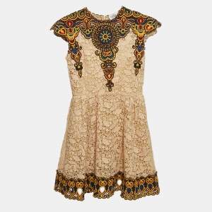 Valentino Beige Guipure Lace Patch Detail Mini Dress XS