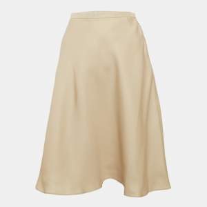Valentino Beige Silk Flared Knee-Length Skirt L