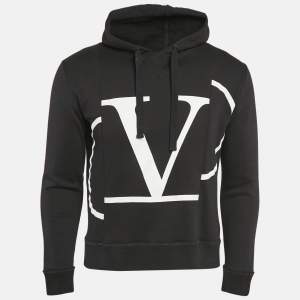 Valentino Black Logo Print Cotton Hooded Sweatshirt S