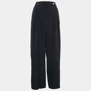 Valentino Navy Blue Silk Straight Leg Trousers M