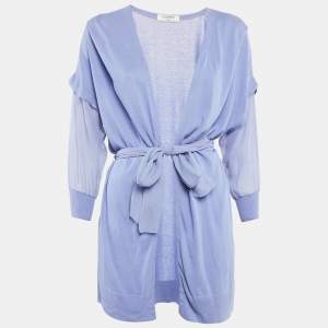 Valentino Light Purple Cotton Belted Open Cardigan M