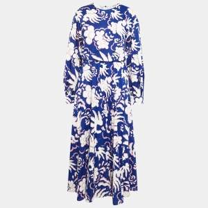 Valentino Blue Abstract Print Cotton Maxi Dress L