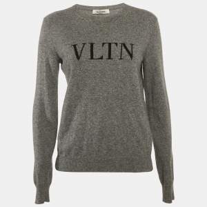 Valentino Grey VLTN Intarsia Wool Blend Sweatshirt L