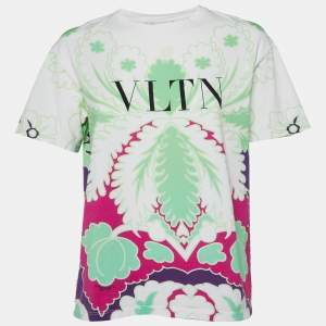 Valentino Multicolor VLTN Logo Print Crew Neck T-Shirt S