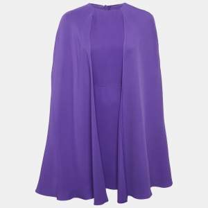 Valentino Purple Silk Cape Mini Dress S