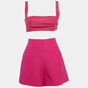 Valentino Pink Silk and Wool Blend Top and Shorts Set S/M