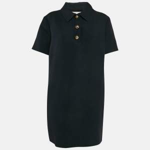 Valentino Navy Blue Wool Blend Polo Collar Mini Dress XL