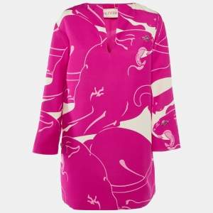 Valentino Pink Printed Stud Detail Silk Mini Dress M