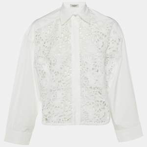 Valentino White Lace Button Front Oversized Shirt XS