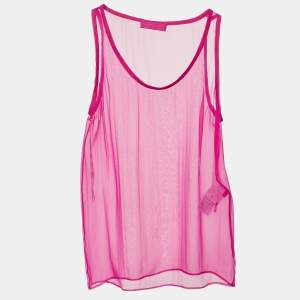 Valentino Pink Silk Sheer Sleeveless Top XS