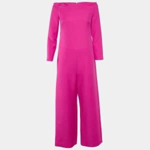 Valentino Pink Wool Blend Off-Shoulder Jumpsuit S