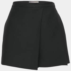 Valentino Black Wool Blend Pleated Shorts S