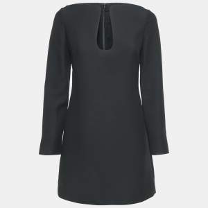 Valentino Black Wool Blend Neck Detail Mini Dress S