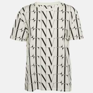 Valentino White/Black VLTN Print Jersey Crewneck T-Shirt M