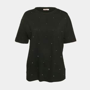 Valentino Black Jersey Rockstud Embellished T-Shirt L